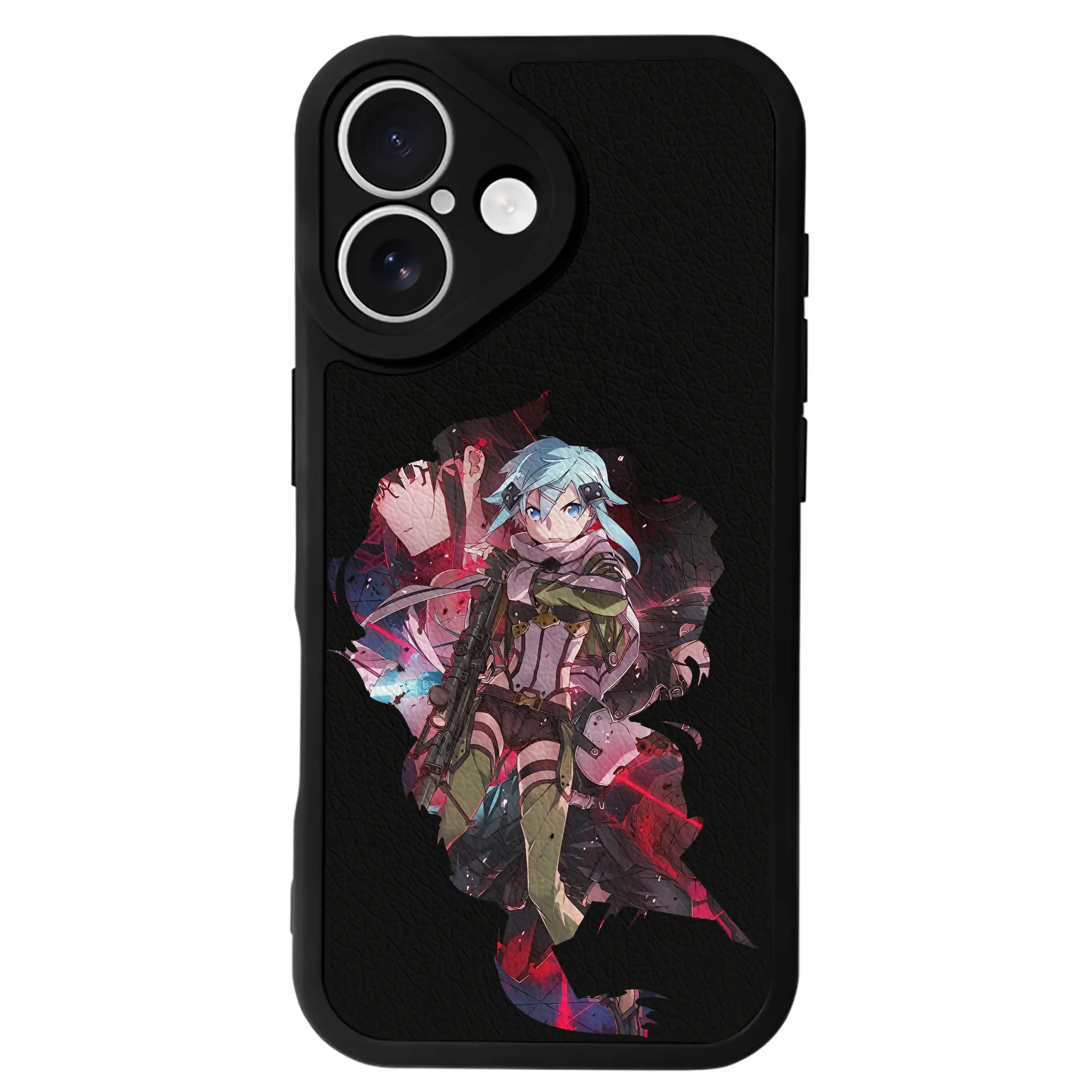 ソードアートオンライン グッズ シノン - IPhone 16シリーズ対応 ・ シリコンスマホケース ・ レザー調 ・ 高精度フィット ・ 耐衝撃 ・ ワイヤレス充電対応 ・ 精密カット